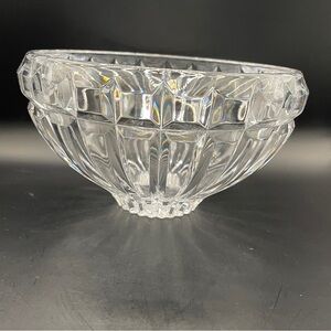 Clear Pressed Glass Decorative Bowl - Faceted Crystal Look